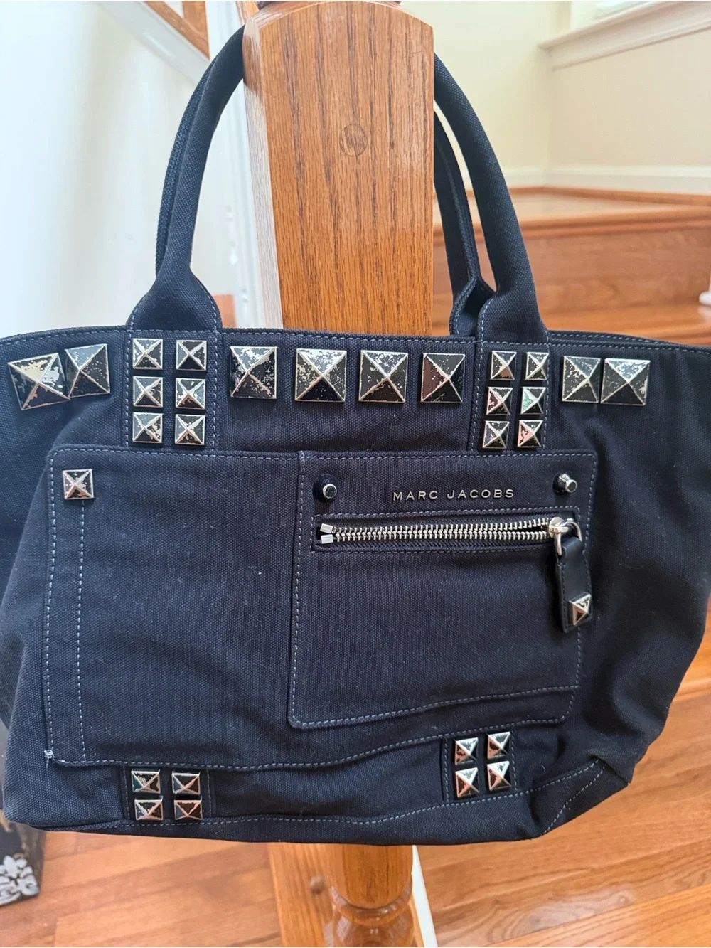 Marc Jacobs Black Canvas Studded Tote